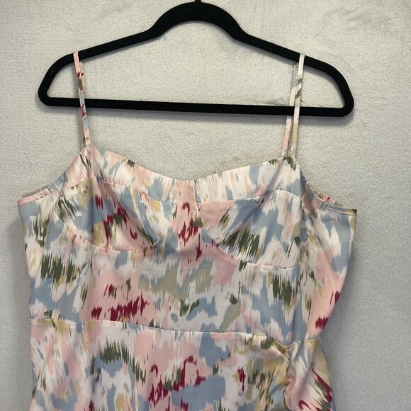 Cider Asymmetrical Ruched Maxi Dress Womens 2X Pastel Abstract Lightweight - Picture 2 of 10